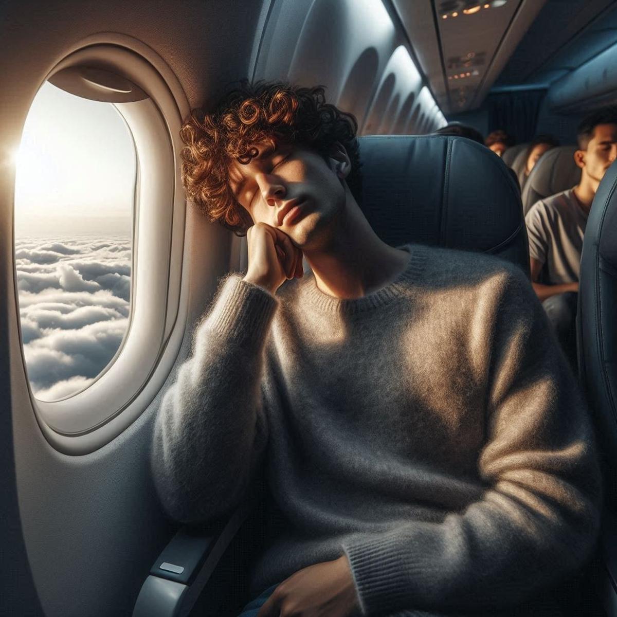 Ilustrasi Tidur di Pesawat