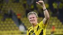 1. Erling Braut Haaland (6 gol) - Penyerang Borussia Dortmund ini telah mencetak enam gol bersama Borussia Dortmund di kompetisi Liga Champions. Haaland menjadi pemain pertama yang telah mencetak 6 gol di matchday 4 Liga Champions musim ini. (AFP/Ina Fassbender)