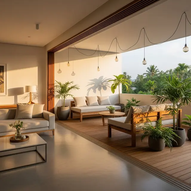 Inspirasi Ruang Tamu Terbuka Minimalis (Image by Gemini AI)