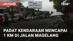 Kepadatan kendaraan di jalan Magelang km 11 (perempatan Beran) mencapai 1 km. Kepadatan ini terpantau pada Kamis (26/12/2024) pukul 12.15 WIB