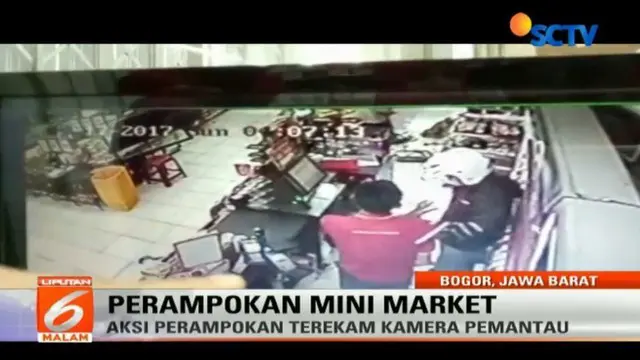Detik-Detik Perampokan Mini Market di Bogor Terekam CCTV