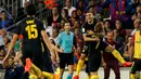 Ekspresi pemain Atletico Madrid, Angel Correa, setelah mencetak gol ke gawang Barcelona dalam laga pekan kelima La Liga Spanyol musim ini di Camp Nou, Kamis (22/9/2016) dini hari WIB. Skor berakhir imbang 1-1. (Reuters/Albert Gea)