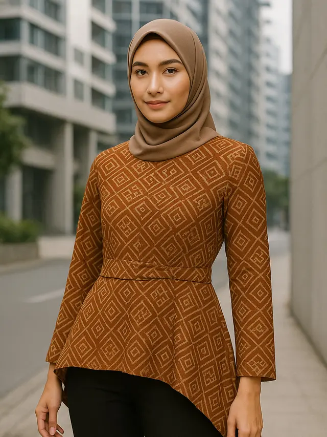 9 Model Atasan Batik Peplum, Bikin Tampilan Jadi Fashionable dan Elegan (sumber:AI)