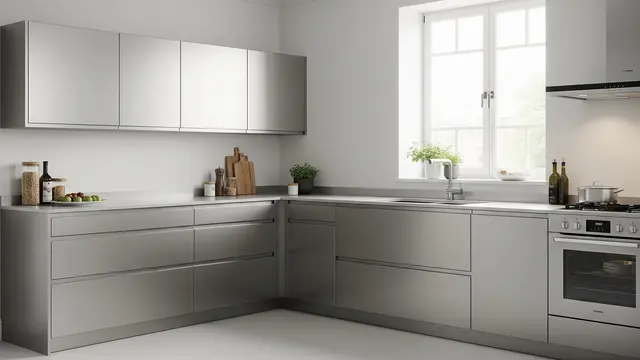 Model Lemari Dapur Minimalis Terbaru Aluminium (Image by Gemini AI)