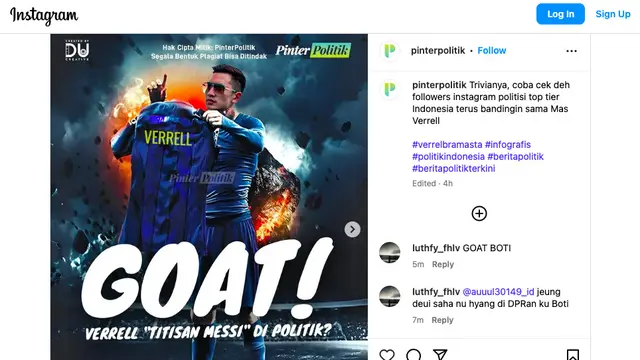 Tangkapan layar Messi Politik