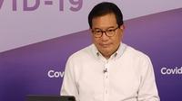 Juru Bicara Satgas Penanganan COVID-19 Wiku Adisasmito menyebut fitur dalam sistem BLC Perubahan Perilaku ialah kuesioner untuk melaporkan kerumunan saat konferensi pers di Graha BNPB, Jakarta, Selasa (27/10/2020). (Tim Komunikasi Satgas COVID-19)