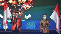 Menpora Amali dan Menparekraf Sandiaga Uno pada acara launching program Kharisma Event Nusantara (KEN) 2022, Selasa (1/3/2022)/Ist/Foto:rayki/kemenpora.go.id
