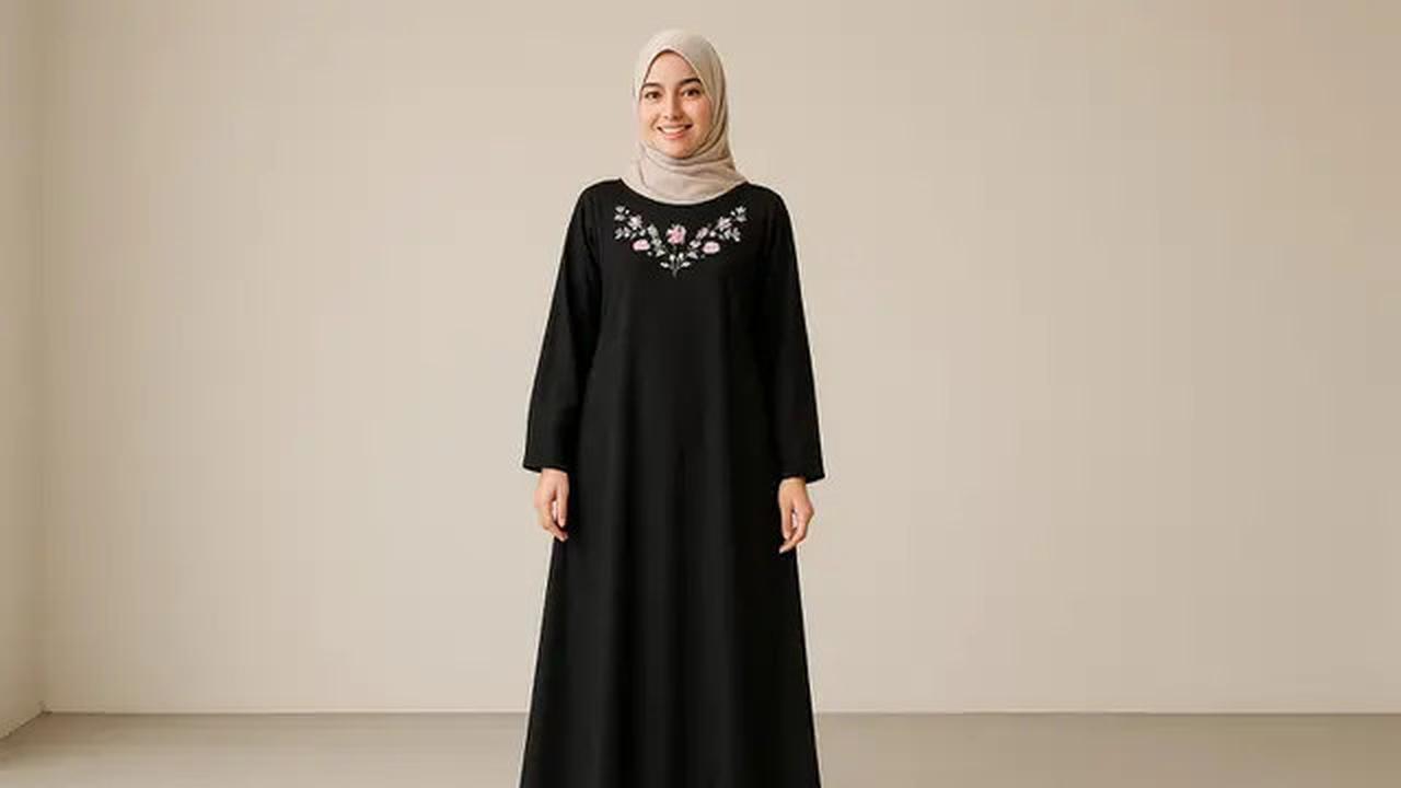 9 Model Gamis Hitam Kombinasi Bordir, Tampil Stylish dan Elegan Tanpa Kaku