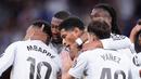 Real Madrid menundukkan Real Oviedo dengan skor 2-0 pada pekan ke-36 La Liga 2025/2026. Duel yang digelar di Estadio Santiago Bernabeu, Jumat (15/5/2026) dini hari WIB. (AP Photo/Manu Fernandez)
