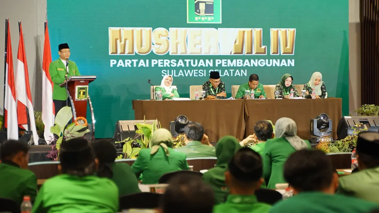 Plt Ketua Umum Partai Persatuan Pembangunan (PPP) Muhamad Mardiono dalam Musyawarah Kerja Wilayah (Mukerwil) DPW PPP Sulsel, di Makassar, Sabtu (28/6/2025) (Istimewa)