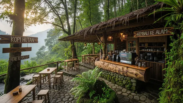 Ide Warung Kopi Kecil dengan Suasana Alami/Gemini AI