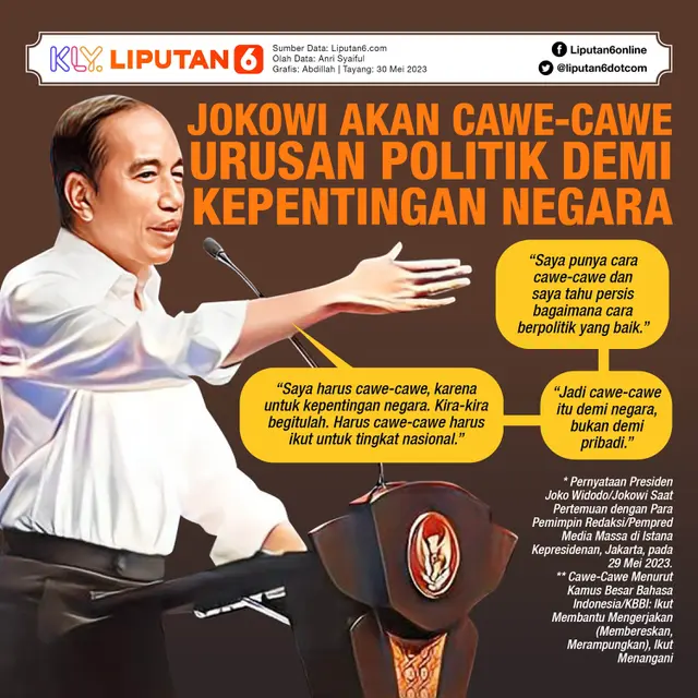 Infografis Jokowi Akan Cawe-Cawe Urusan Politik demi Kepentingan Negara. (Liputan6.com/Abdillah)