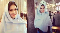 Cantiknya Sandra Dewi Berkerudung