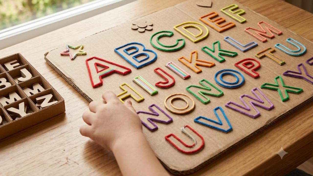 Cara membuat papan belajar huruf dari kardus