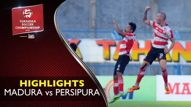 Video highlights TSC 2016 antara Madura United Vs Persipura Jayapura yang berakhir dengan skor 2-0 di Stadion Gelora Bangkalan, Madura