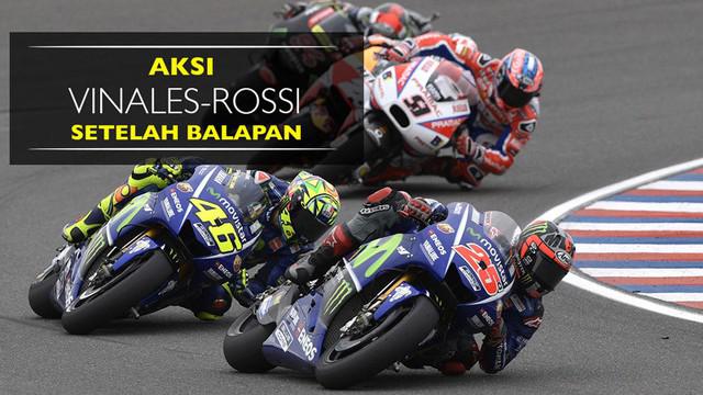 Berita video aksi yang dilakukan Maverick Vinales dan Valentino Rossi setelah balapan MotoGP Argentina berakhir pada Minggu (9/4/2017).