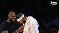 Momen hangat kebersamaan dua bintang milik LA Lakers LeBron James dan Anthony Davis. (Instagram/LeBronJames)