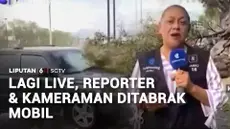 Seorang reporter dan kameraman dari stasiun televisi lokal Meksiko terluka usai ditabrak sebuah mobil saat sedang siaran langsung.