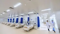 Fasilitas yang dimiliki Rumah Sakit (RS) Modular Pertamina di Tanjung Duren, Jakarta, Jumat (6/8/2021). Rumah sakit tersebut memiliki kapasitas 305 tempat tidur, yang terdiri atas tempat tidur isolasi, tempat tidur High Care Unit (HCU), dan Intensive Care Unit (ICU). (Dok. Biro Pers Sekretariat Pres