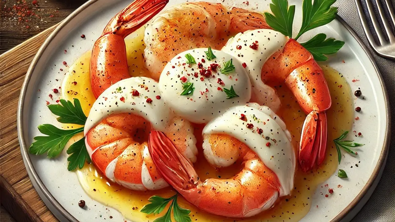 illustrasi udang bakar mozarella