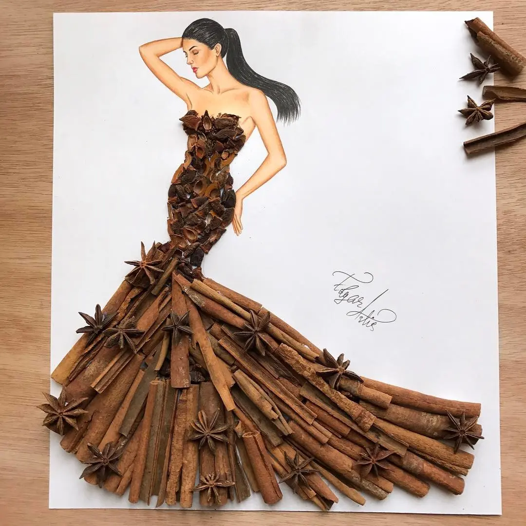 Gaun dengan nuansa earth tone seperti kayu manis ini cantik banget ya.(sumber foto: @edgar_artis/instagram)