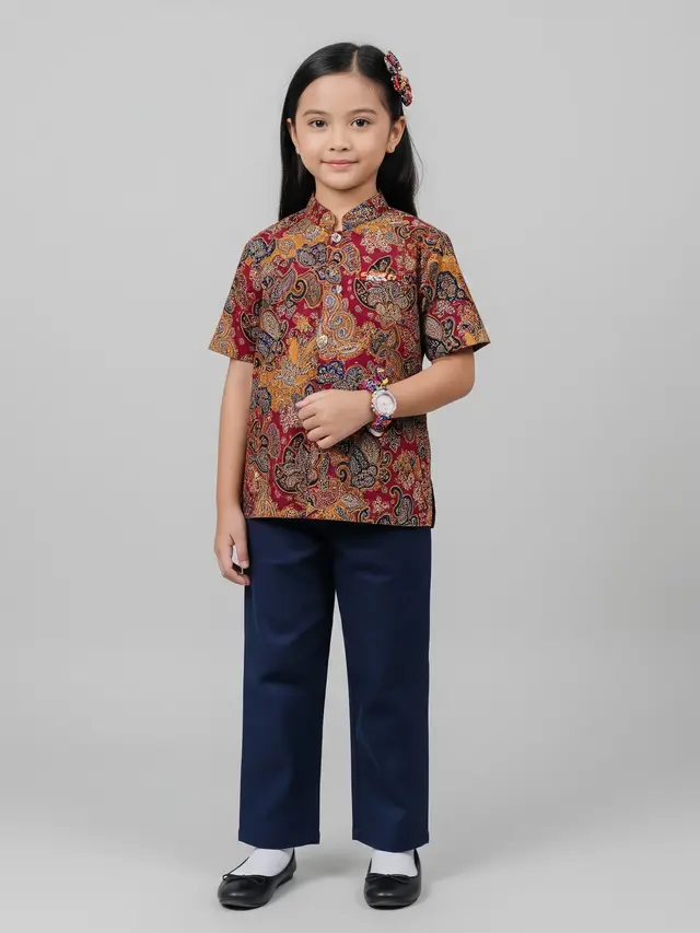 Model Atasan Batik Anak Perempuan yang Stylish Desain Blus Kancing Depan