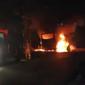 Bus Budiman terbakar di Kebumen, Jawa Tengah. (Foto: Liputan6.com/Istimewa/Muhamad Ridlo)