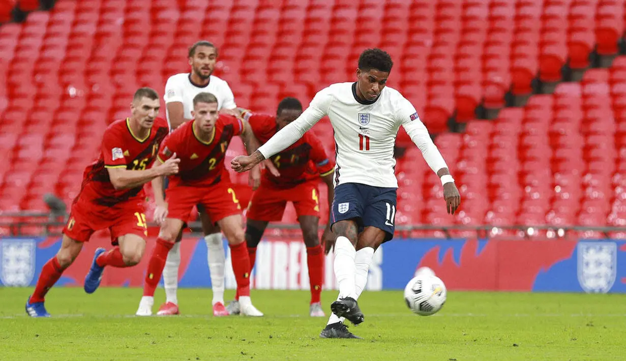 Tidak hanya gagal di final Piala Eropa, Rashford juga tak mampu membawa klub nya Setan Merah menjadi juara Liga Europa 2020/2021 usai ditaklukkan klub asal Spanyol Villarreal. (Foto:AP/Michael Regan,Pool)