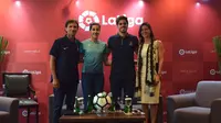 Carolina Marin dan Luis Milla dalam acara “Media Gathering LaLiga bersama Carolina Marín dan Luis Milla” yang digelar di Hotel Gran Meliá, Jakarta (2/7). (istimewa).