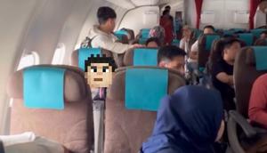 Pesawat Garuda Indonesia rute Jakarta-Sydney mengalami turbulensi parah pada 24 Desember 2025. (dok. Threads @fajargpjkt/https://www.threads.com/@fajargpjkt/post/DSqrQG5EpIr/media)