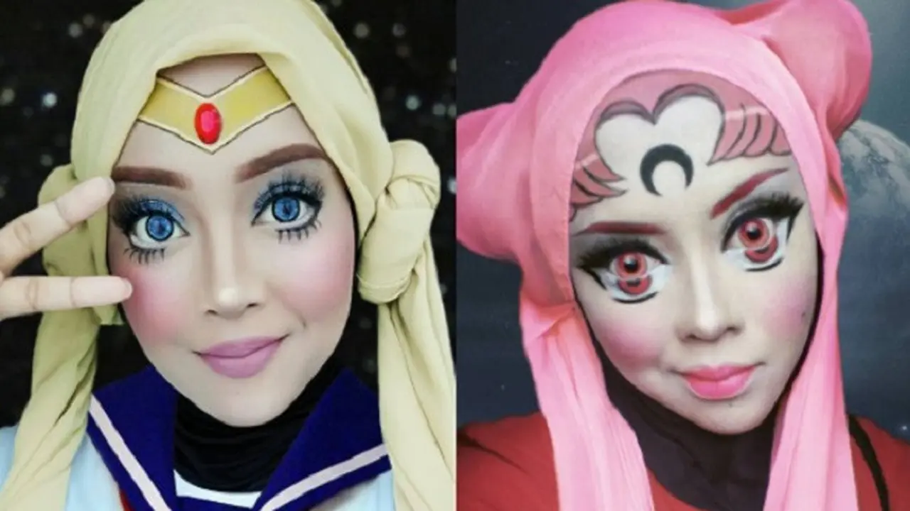 Hanya dengan Makeup, Hijaber Ini Berubah Jadi Tokoh Kartun Keren