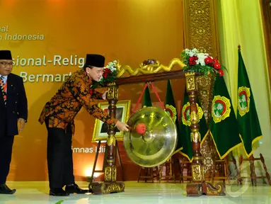 Menteri Agama Suryadharma Ali (SDA) membuka Rapimnas LDII di Balai Kartini, Jakarta, Selasa (13/4/2014) (Liputan6.com/Andrian M Tunay).