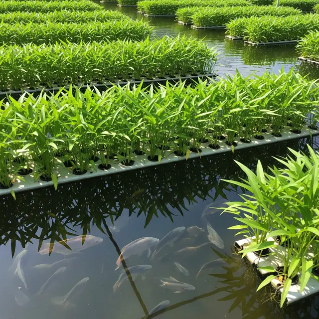 Menanam Kangkung Menggunakan Air Kolam Ikan (AI Generated)