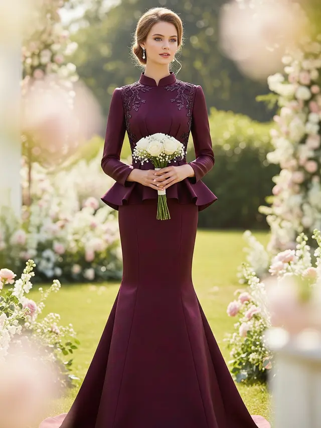 Setelan Atasan Peplum dengan Rok Duyung