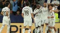 Kemenangan tersebut turut membawa skuad asuhan Xabi Alonso memuncaki klasemen dengan menyabet seluruh kemenangan di semua laga Liga Spanyol 2025/2026. (AP Photo/Alberto Saiz)