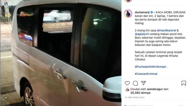 Mobil Anji Dibobol Maling, Kamera Hingga Laptop Raib