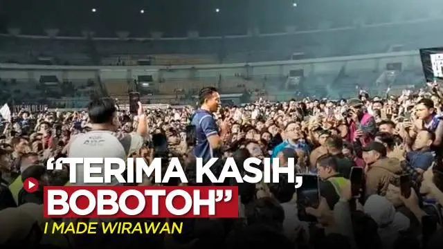 Berita video momen I Made Wirawan mengucapkan terima kasih di hadapan Bobotoh setelah laga pekan terakhir BRI Liga 1 2022/2023, Persib Bandung vs Persikabo 1973 di Stadion GBLA, Sabtu (15/4/2023) malam hari WIB.