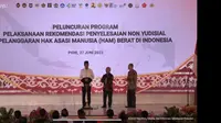 Presiden Joko Widodo (Jokowi) secara resmi, memulai kick off dari program pemulihan hak para korban pelanggaran HAM berat yang terjadi dari 12 peristiwa masa lalu di Indonesia. (Ist)