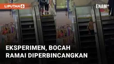 Aksi seorang bocah taruh minuman di eskalator sebuah mall menarik perhatian