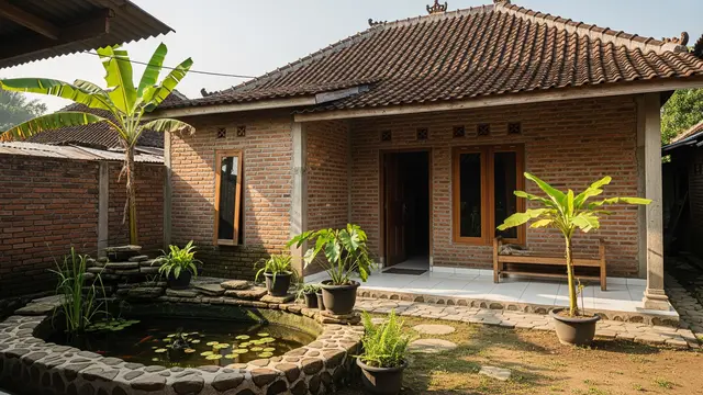 5 Model Rumah Minimalis Desa dengan Kolam Ikan Kecil di Depan Rumah yang Sejuk
