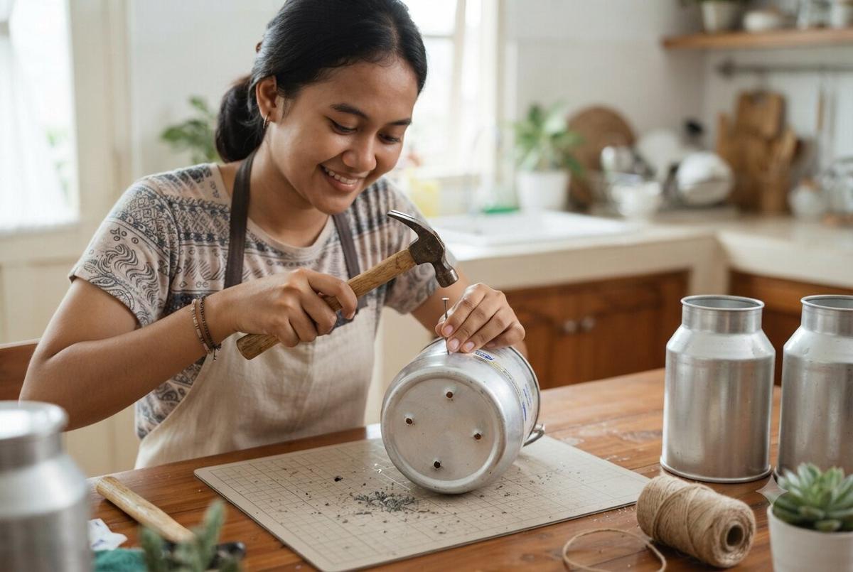 Pot Gantung dari Kaleng Susu Bekas