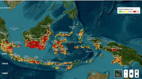 Sebaran Titik Panas Karhutla Hari Ini, Kalimantan Tengah Masih Tertinggi