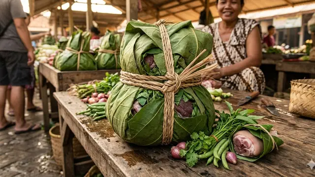 Ide Kemasan Daun untuk Jual Daging dan Sayur (Foto: Gemini AI)
