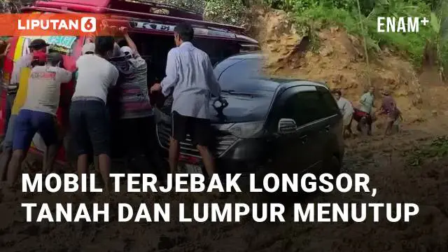 Longsor terjadi di Jalan Poros Desa Parakanbeusi, Bojongmanik, Lebak (19/12/2024). Material tanah dan lumpur menutup jalan, menghambat aktivitas warga