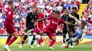 Pada menit ke-62, Roberto Firmino berhasil mencetak Brace. Liverpool kemudian berhasil mencetak dua gol lagi sebelum laga usai, yaitu lewat Fabio Carvalho (81') dan Luis Diaz (85'). (AP/PA/Peter Byrne)