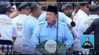 Capres nomor urut 2 Prabowo Subianto menyampaikan pidato politiknya saat kampanye akbar di Stadion GBK, Senayan, Jakarta, Sabtu 10 Februari 2024. (Foto: Youtube Waktunya Indonesia Maju)