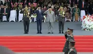 Menteri Pertahanan sekaligus Presiden terpilih periode 2024-2029 Prabowo Subianto menghadiri upacara HUT ke-78 Bhayangkara di Monas, Jakarta, Senin (1/7/2024).(Foto: tim media Prabowo Subianto)