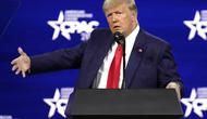 Mantan Presiden Donald Trump tampil di CPAC 2021. Dok: AP Photo/John Raoux