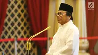 Ketua DPD Oesman Sapta Oedang memberi sambutan saat buka bersama di kediamannya di Kuningan, Jakarta, Selasa (6/6). Buka puasa bersama tersebut untuk menjalin silahturahmi antara DPD RI dengan Presiden. (Liputan6.com/Angga Yuniar)