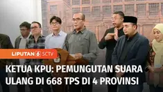 Lantaran sejumlah permasalahan teknis, Ketua Komisi Pemilihan Umum Hasyim Asy'ari menyatakan pemilihan susulan berpotensi digelar ulang di 668 tempat pemungutan suara yang tersebar di empat provinsi di seluruh Indonesia.